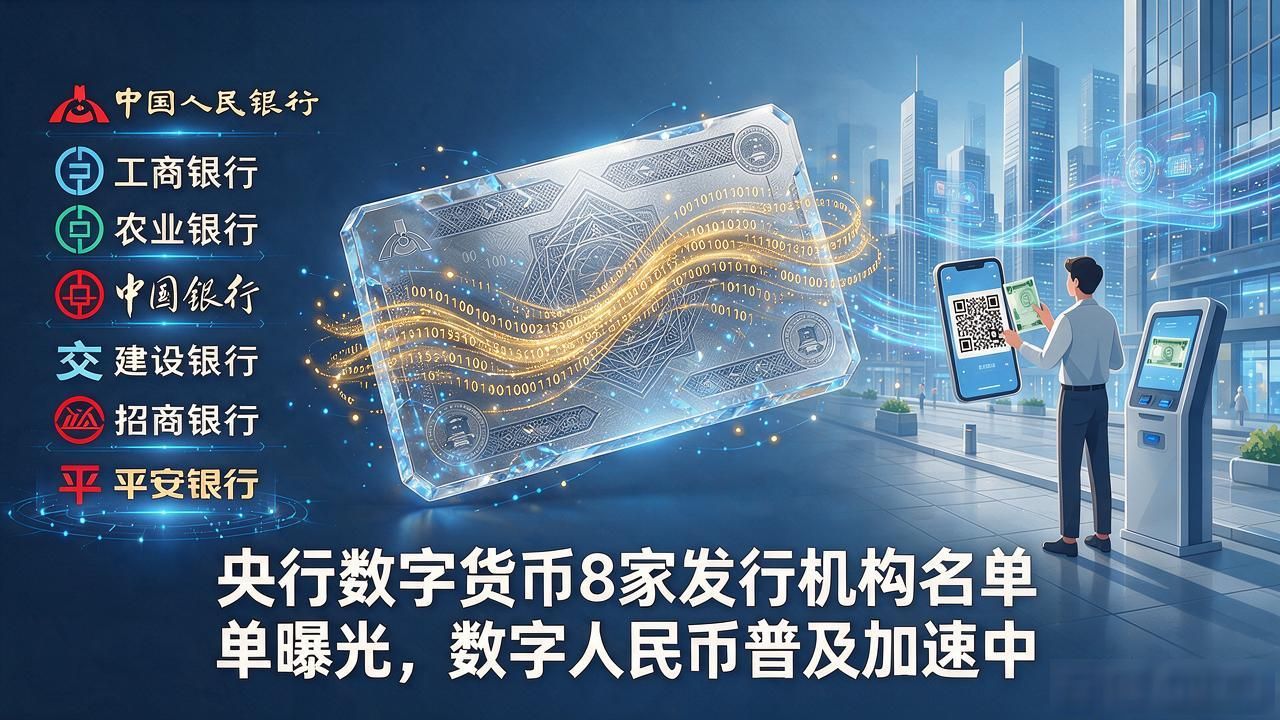 央行数字货币8家发行机构名单曝光，数字人民币普及加速中