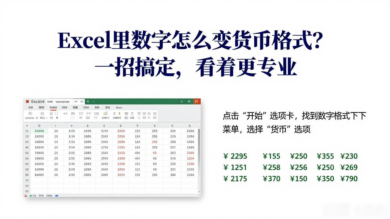 Excel里数字怎么变货币格式？一招搞定，看着更专业